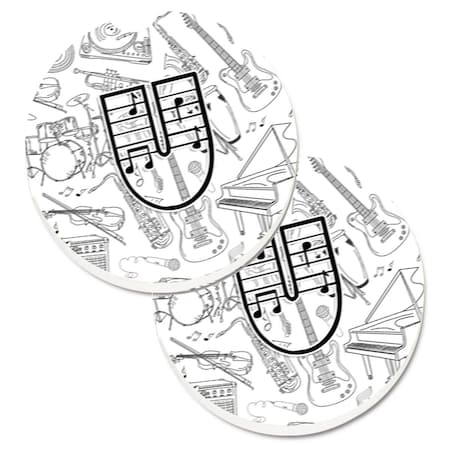 Carolines Treasures Letter U Musical Note Letters Set of 2 Cup Holder Car Coaster CJ2007-UCARC